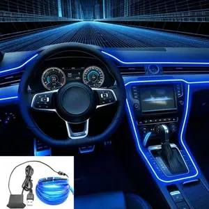 USB-Powered Car Interior LED Strip Lights  with Fuse Protection – 5M Fiber Ambient Lighting Kit with Multiple Colors, Easy To Install, Cool Decorative LED for Car Interior