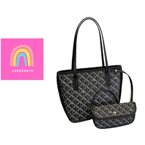 Women’s Minimalist Tote Bag Set Large Capacity Shoulder Handbag with Wallet Pink