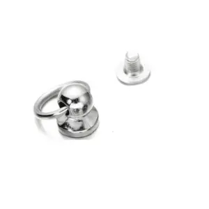 50pcs Leather Rivets with Pull Ring, Round Head Screw-On Rivets, Silver Color, for Wallets, Clothes, Phone Cases, Handbags Decor