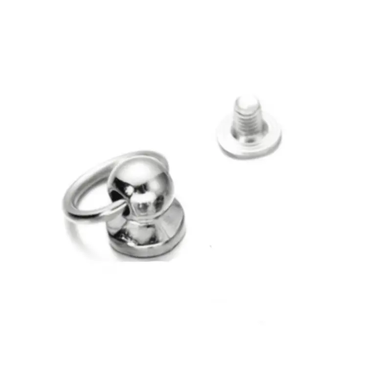 50pcs Leather Rivets with Pull Ring, Round Head Screw-On Rivets, Silver Color, for Wallets, Clothes, Phone Cases, Handbags Decor