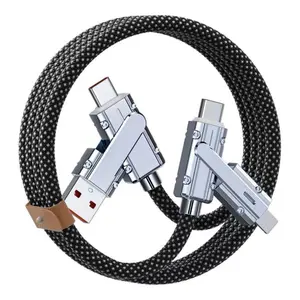 240W 4 in 1 Super Fast Charging Data Cable, Multifunctional Fast Charging Cable, Phone Accessories Compatible with Type-C & iOS Interface