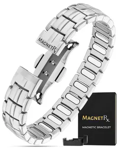 MagnetRX EllipseMAX 5X Strength Magnetic Bracelet for Men - (Color: Silver)