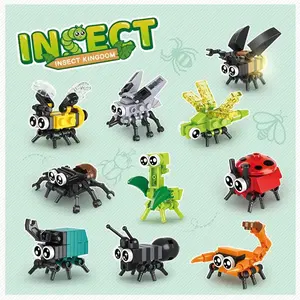 10-Piece Insect Building Block Set, Animal Models, Small Particle Blocks, Perfect Gift for Christmas Halloween Thanksgiving