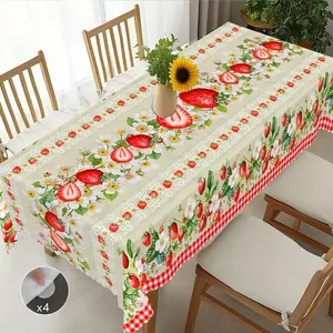 1 piece, strawberry-themed tablecloth, strawberry flower mesh design, vintage country style rectangular and round tablecloth, spring and summer decoration, Easter party decoration, kitchen accessory, indoor and outdoor decoration, gift for friends