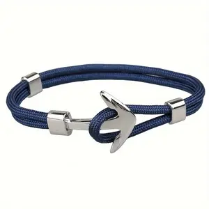A Single Men'S Silvery Buckle Bracelet, Durable Paracord Outdoor Bracelet