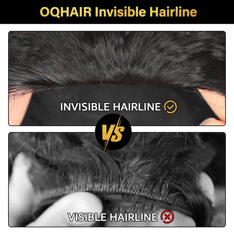 [3 In 1 Half Wig] OQ HAIR Kinky Straight Half Wig Yaki Straight Wavy Easy Wear Go Wig No Glue With Drawstring Invisible Hairline Butterfly Cut Human Hair Glueless Wigs