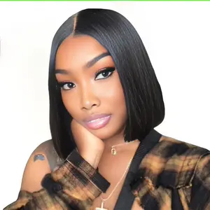 UNIKY 6x4 Lace Front Bob Wigs Brazilian Human Hair 8-16 Inch Glueless Straight Bob Wig 180% Density Pre Plucked Pre Cut for Black Women
