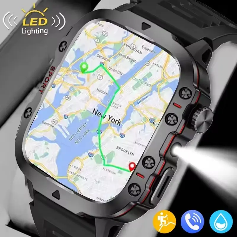 2026 New Outdoor Sports Smartwatch, LED Flashlight, 1.83 Inch HD Screen, Full Touch, Customizable Watch Face, Bluetooth-compatible Calls, Android & iOS, Sports Tracking Smartwatch, Smartwatch for Fitness, Smartwatch With Pedometer