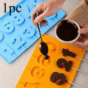 3D Numbers Lollipop Mold - Silicone Molds - Reusable Cake Candy Snack Baking Mold - Uncharged Kitchen Accessory for Baking Tools, Baking Supplies