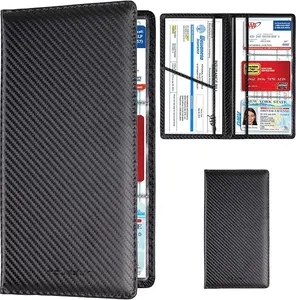 Car Registration and Insurance Card Holder, Vehicle License Document Glove Box Compartment Organizer, Interior Car Accessories for Women Men Teens (Carbon Fiber Black)