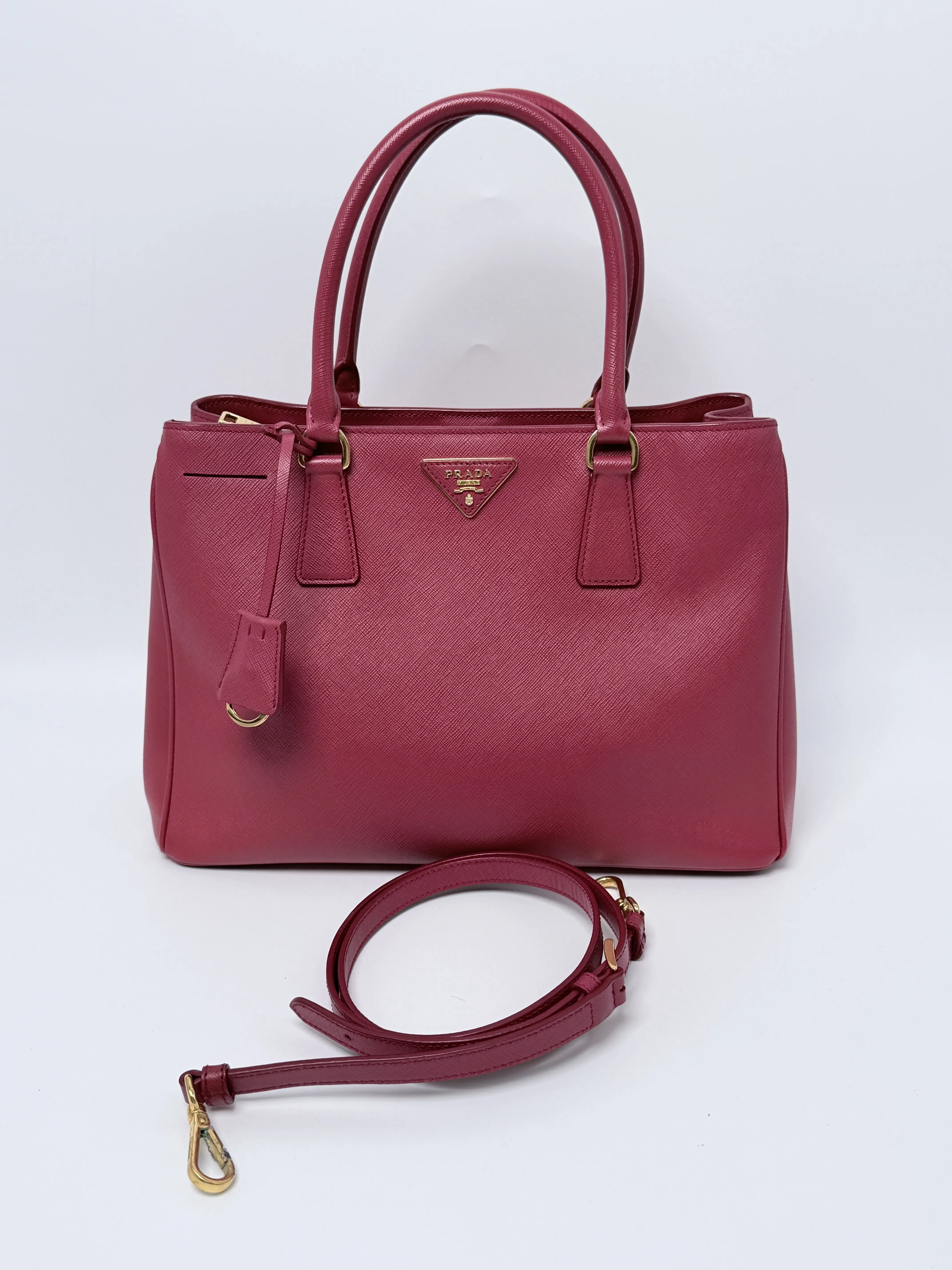 Pre-owned PRADA Leather Shoulder Bags Saffiano Lux Double Zip Tote JD061PR