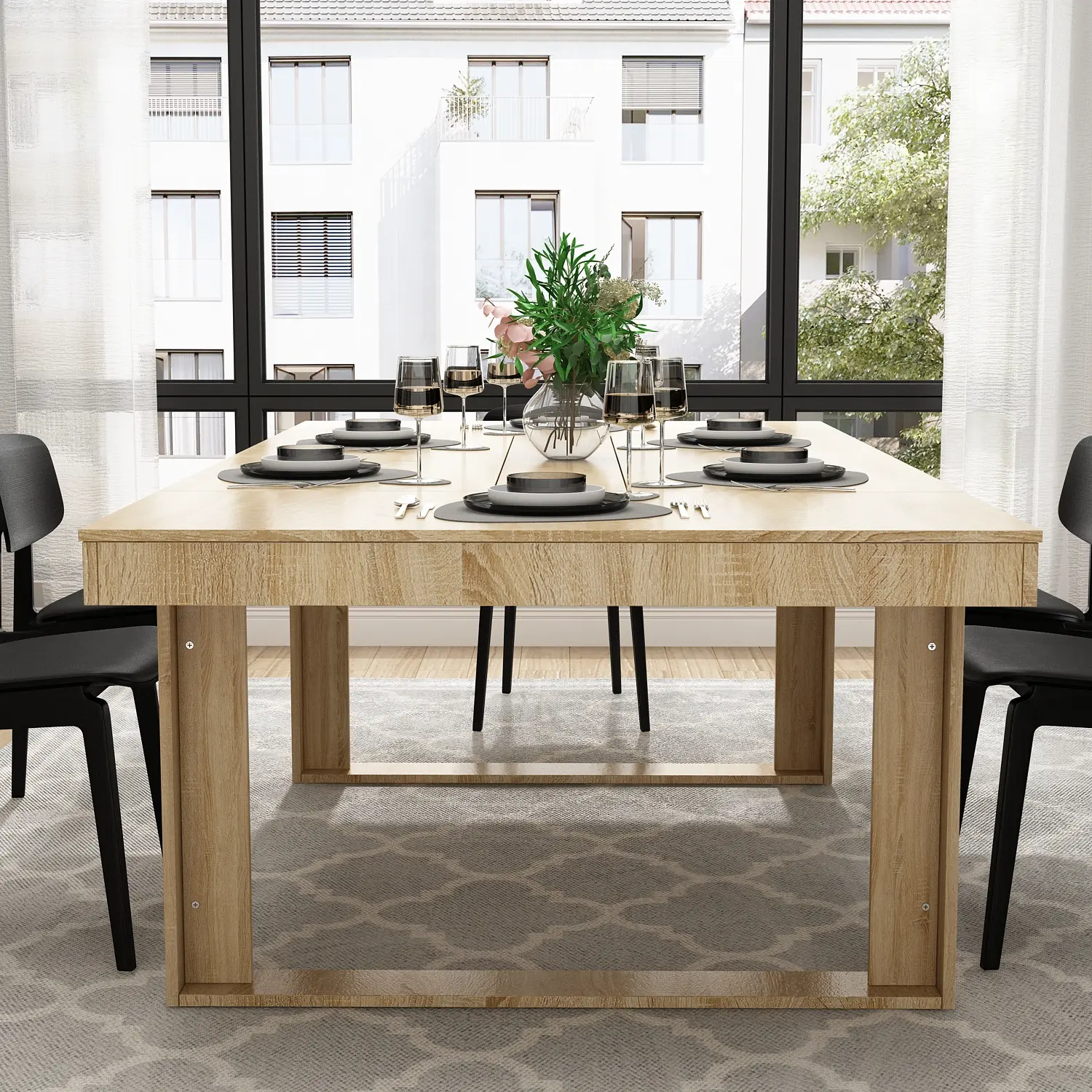 FUFU&GAGA 7FT Conference Table for 6-8 People, Large Rectangular Meeting Table, Modern Table for Office Conference Room (86.6”L x 47.2”W x 29.4”H)