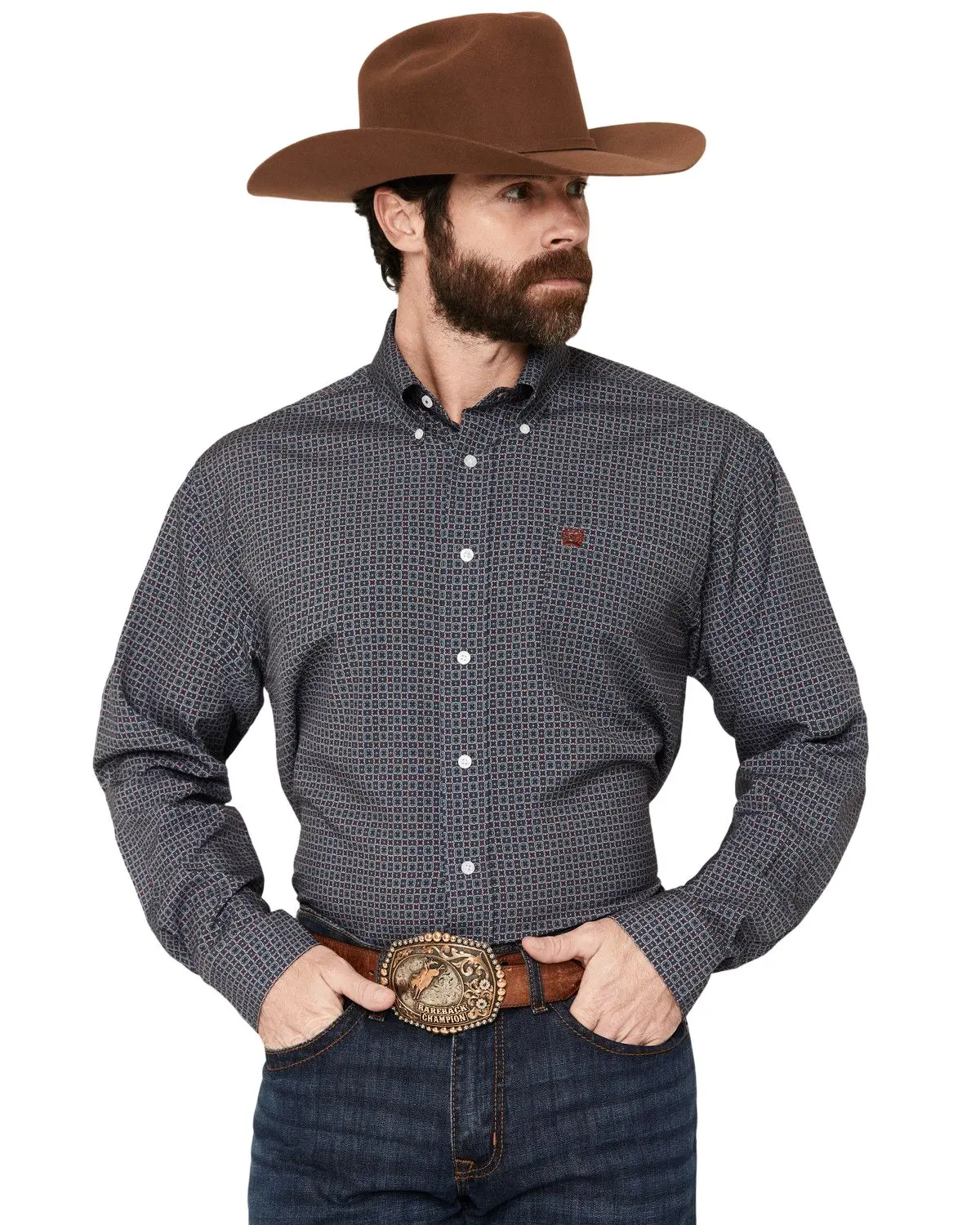 Cinch Men's Men'S Geo Print Long Sleeve Button-Down Stretch Western Shirt - Mtw1106137