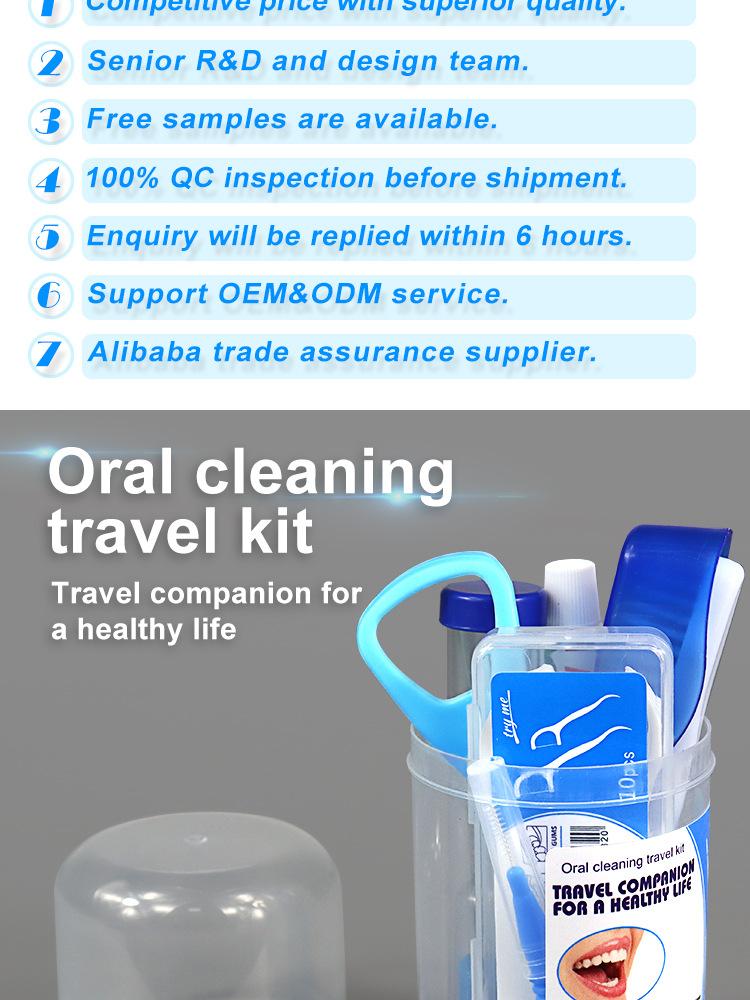 Cross- border Hot- Selling Orthodontic Care Kit in Stock for Wholesale: Toiletry Bag with Toothbrush, Dental Floss, and Interdental Brushes—Travel- Size Cleaning Set