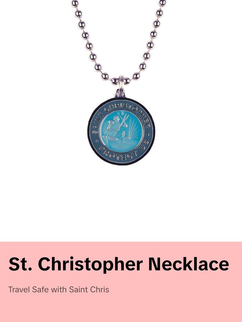 St. Christopher Necklace - Light Blue/ Denim