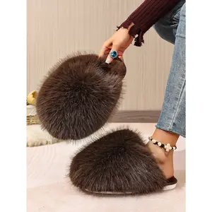 JointlyCreating Women's Cute Plain Color Fluffy Plush Slippers Fuzzy Warm Soft Comfortable Home Slippers for Indoor & Outdoor Use in Fall & Winter