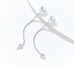 Diamonique x Jennifer Miller Convertible Pear Earrings Sterling Silver