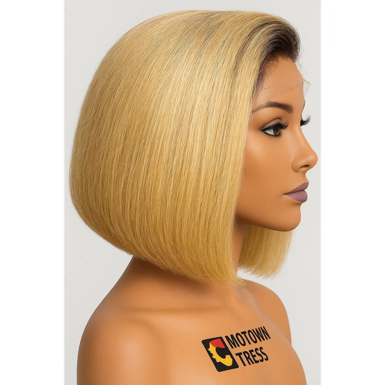 blonde free part lace wig with dark roots