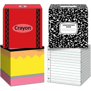 4 count  to School Balloon Box Decoration Sets Include Pencil Crayon Notebook Line Drawing Balloon Box for  to School Decor  Teacher ps Pencils Photo p Supplies