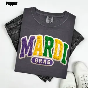 Mardi Gras Fake Crochet Comfort Colors T-Shirt 'CMNLB'