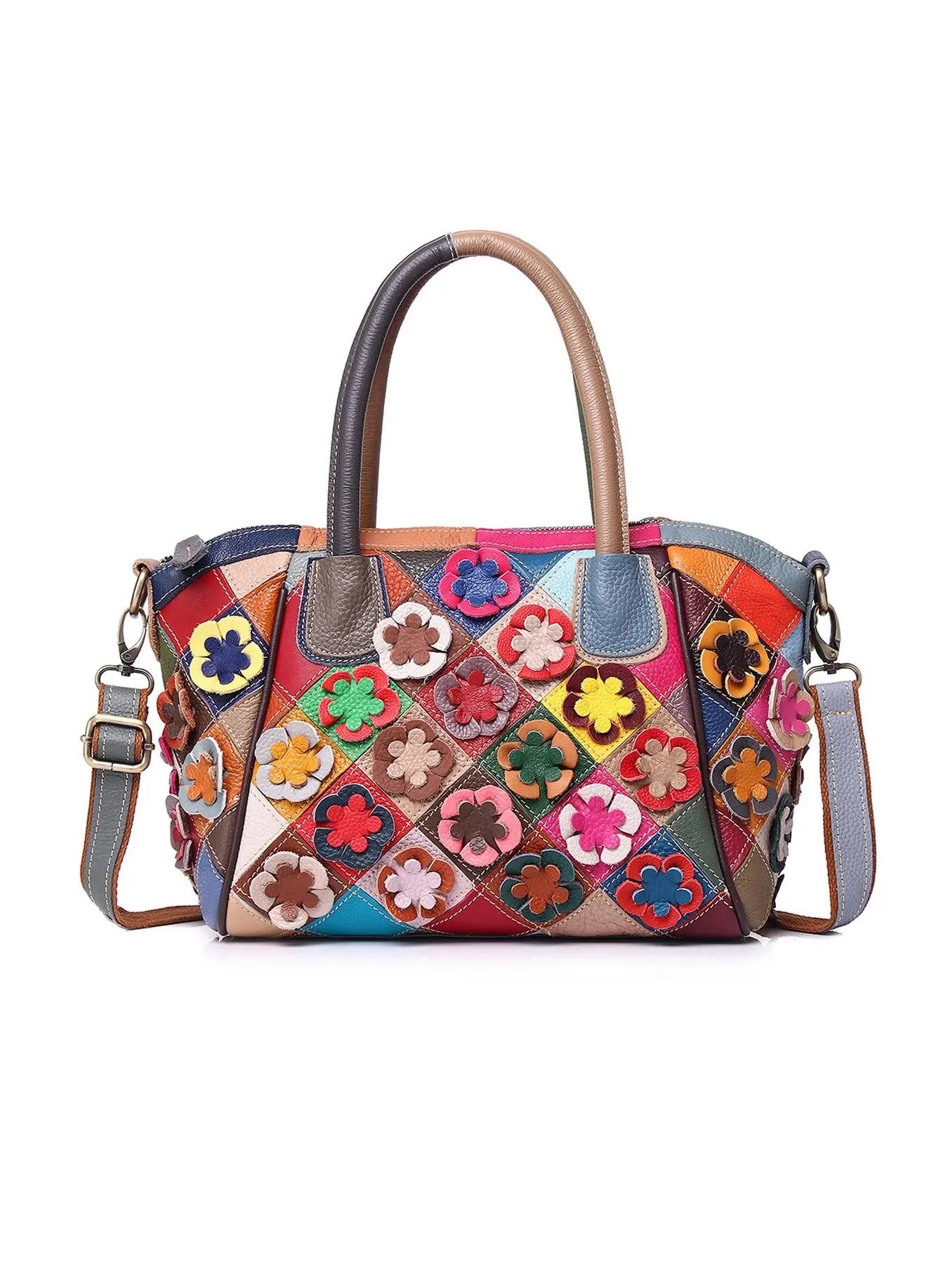Women's Colorblock Floral Patchwork Design Tote Bag, Large Capacity Embellished Shoulder Bag, Casual Trendy Versatile High-quality Daily Commuting Bag, Girl Fashionable Bag, Fashionable Patterned Bag, Daily Commuter Bag