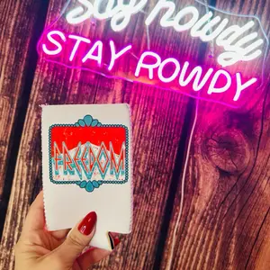 Turquoise Retro Western SLIM Koozie - Freedom Memorial Day