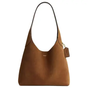 COACH Brooklyn 28 Satchel Handbag for Women – Minimalist Suede and Smooth Leather Crossbody Bag in Cedar