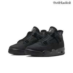 Black Cat anti-slip and durable mid-top retro basketball shoes, unisex black