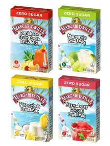 Singles To Go Margaritaville Variety Pack Drink Mix Powder Sticks, Pina Colada, Strawberry Daiquiri, Margarita & Caribbean Fruit Punch, Pack of 4