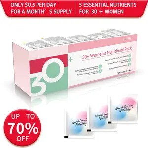 Puiiso 30+Beautypack Women's Daily Supplement: Multivitamins, Calcium, EGCG, Probiotics, White Tomato, Collagen, Collagen Peptides, Women's Probiotics | Skin, Anti-aging, Antioxidant, Sleep, Gut and private parts Stress|30-Day Health Pack Dietary Collagen