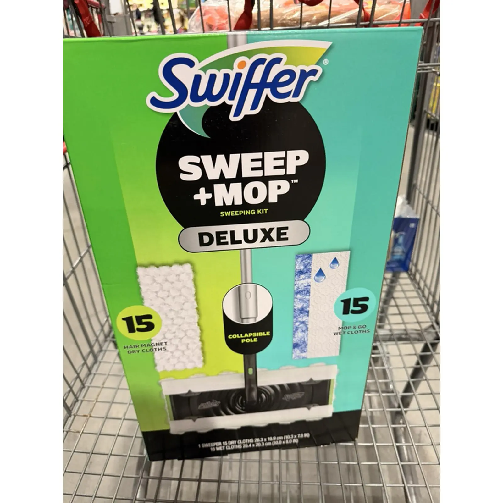 Swiffer Sweep + Mop Deluxe Sweeping Kit with 15 Microfiber Dry Cloths and 15 Microfiber Wet Cloths