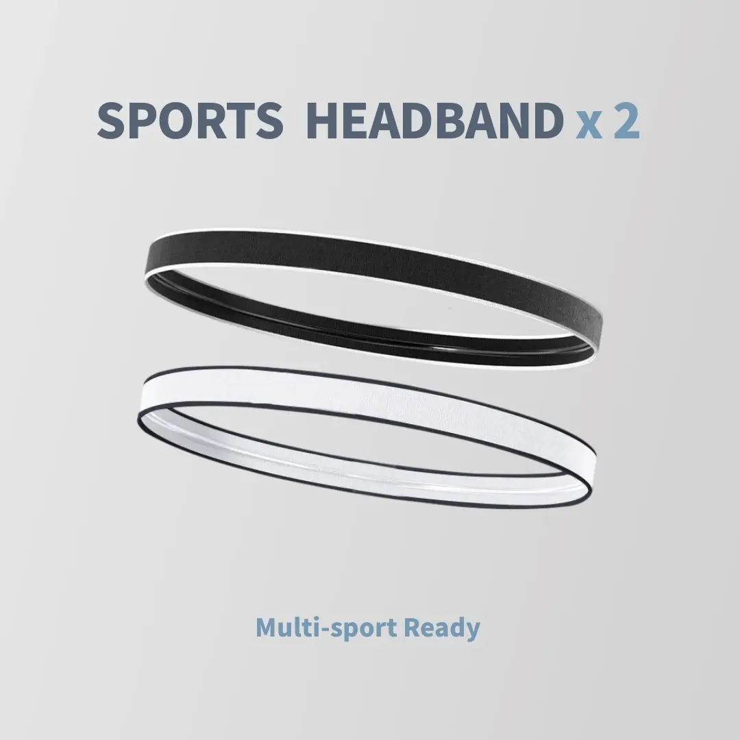 Two-piece sports headband set, sweat-wicking and quick-drying, with moderate elasticity that won't pinch the head, Sweat-Wicking & Non-Slip for Running/Yoga, full of vitality and super versatile.