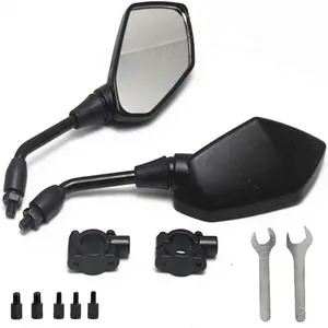 2025 Upgraded Motorcycle Convex Rear View Mirror, Mirrors For Bike,For Motorcycle,For ATV,For Scooter, with M8 M10 Threaded Bolt, with 7/8 Handle Bar Mount Clamp Compatible with Cruiser,Suzuki,Honda,Victory