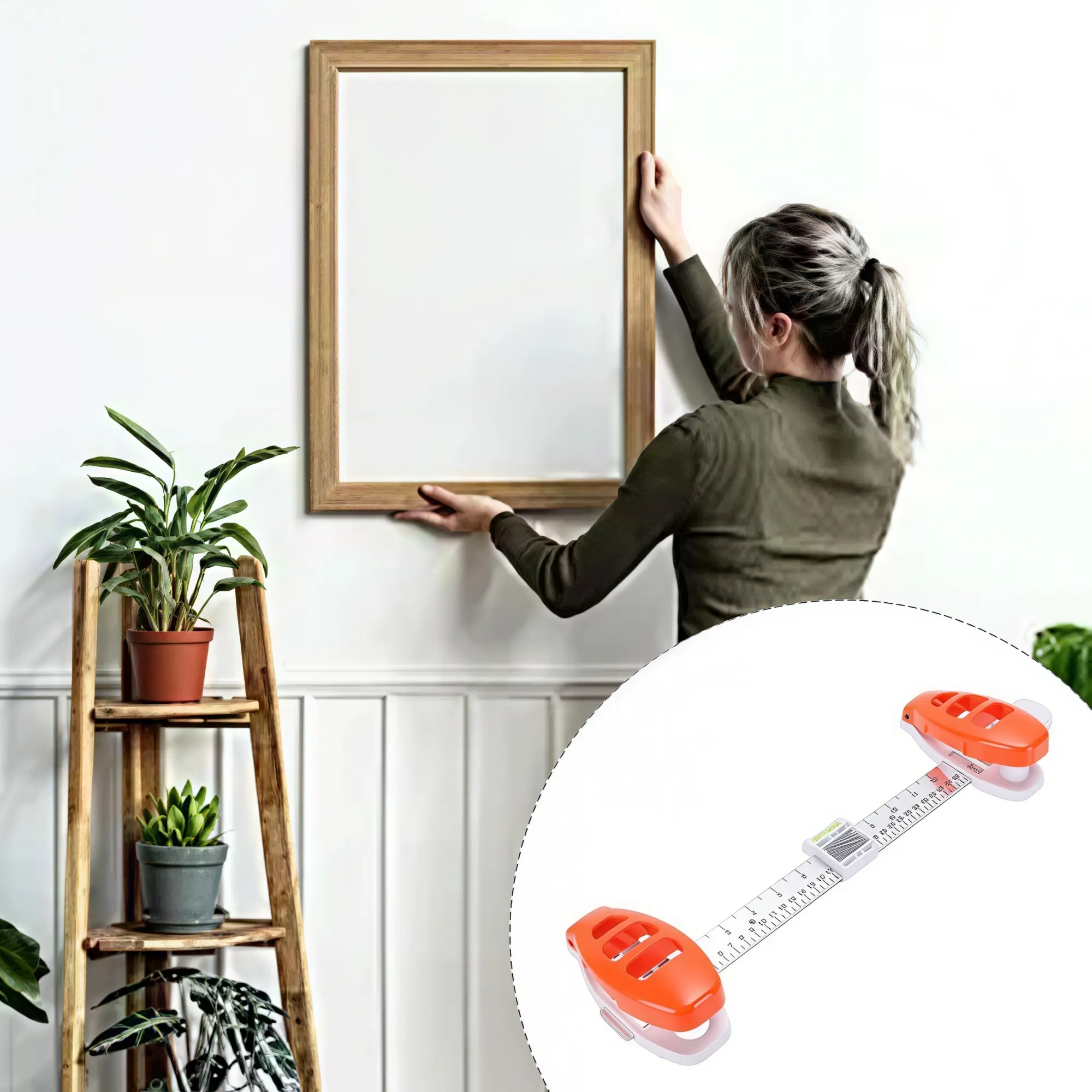 Picture Hanging Level Tool, Frame Positioning Tool with Built in Level for Accurate Home Wall Decoration, Sturdy ABS Material, Dual Function Design for Frames Mirrors Shelves, Hardware