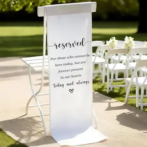 White Reserved Seating Wedding Sign, In Loving Memory Wedding Chair Sign, Reserved Memorial for Pew Bench, Weddings Decorations for Reception, 50x15 Inch-B07