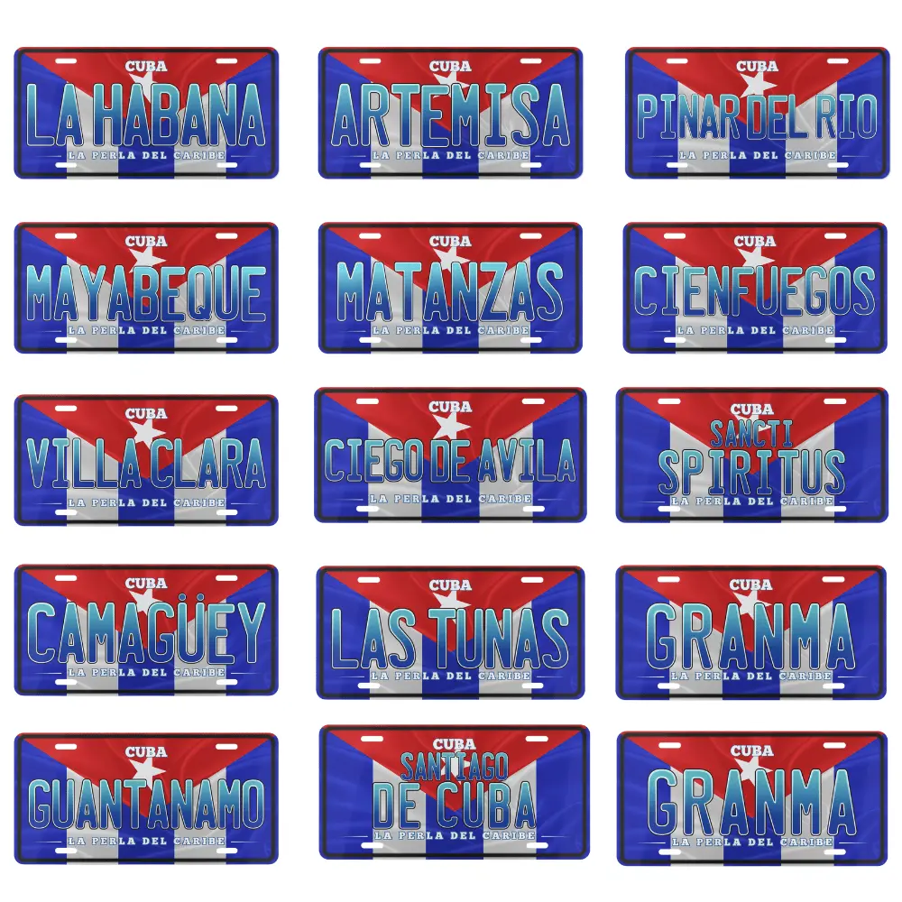 Cuba Province Decorative License Plate 12x6 – Cuban Flag Design – La Habana, Pinar del Río, Santiago & More – Car & Home Decor