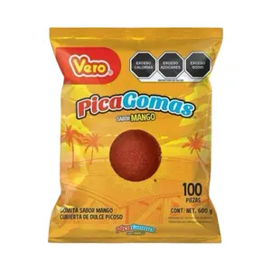 Vero Pica Gomas Mango (100 Count) Mango Flavored Gummy Mexican Candy, Spicy, Sweet Snack Bonbon, Dulces Mexicanos