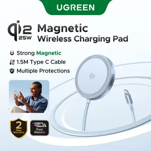 UGREEN 25W Magflow Fast Wireless Charger Pad, Magsafe Qi2 Certified Charging Mat for iPhone 17/16/15/14/13/12 Series AirPods, Compact Slim Travel-Friendly Design，TikTokShopBlackFriday ,TikTokShopHolidayHaul