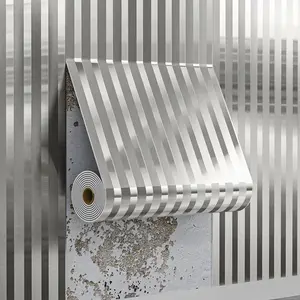 15.75x110.2in Extra-Thick 3D Gold Silver Stripe Wall Tiles Sticker, Self-Adhesive Vinyl Board, Easy Clean & Install, Bathroom Use