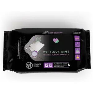 XL Wet Floor Wipes for  Stick, Cuban Mop or Sweeping Mop,  Based Multi Surface Cleaning Wipes, Lavender Scent, Huge Disposable Wipes (24" x 14"), Extra Thick, 12 Count (Pack of 1)