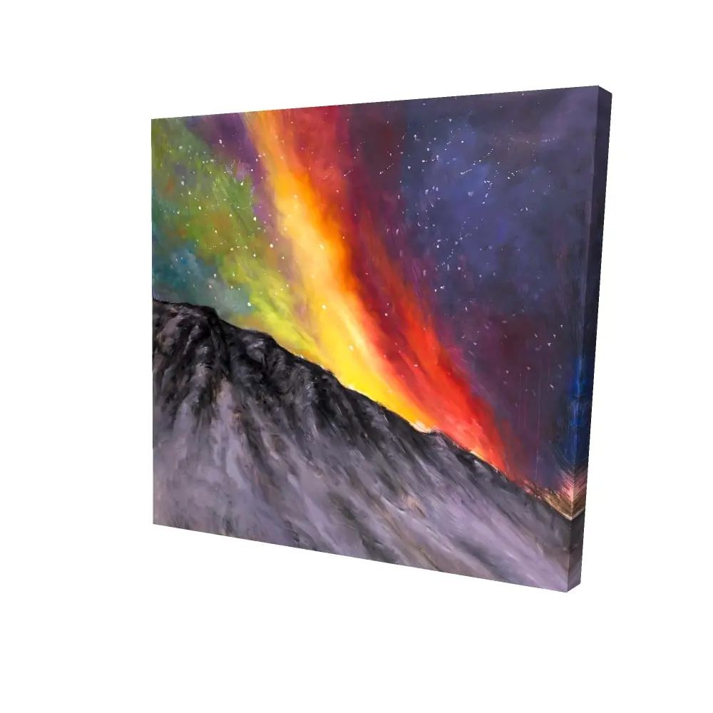 Begin Home Decor 2080-2424-LA58 24 x 24 in. Aurora Borealis Mountain Canvas - Blue Contemporary Bedroom Decor