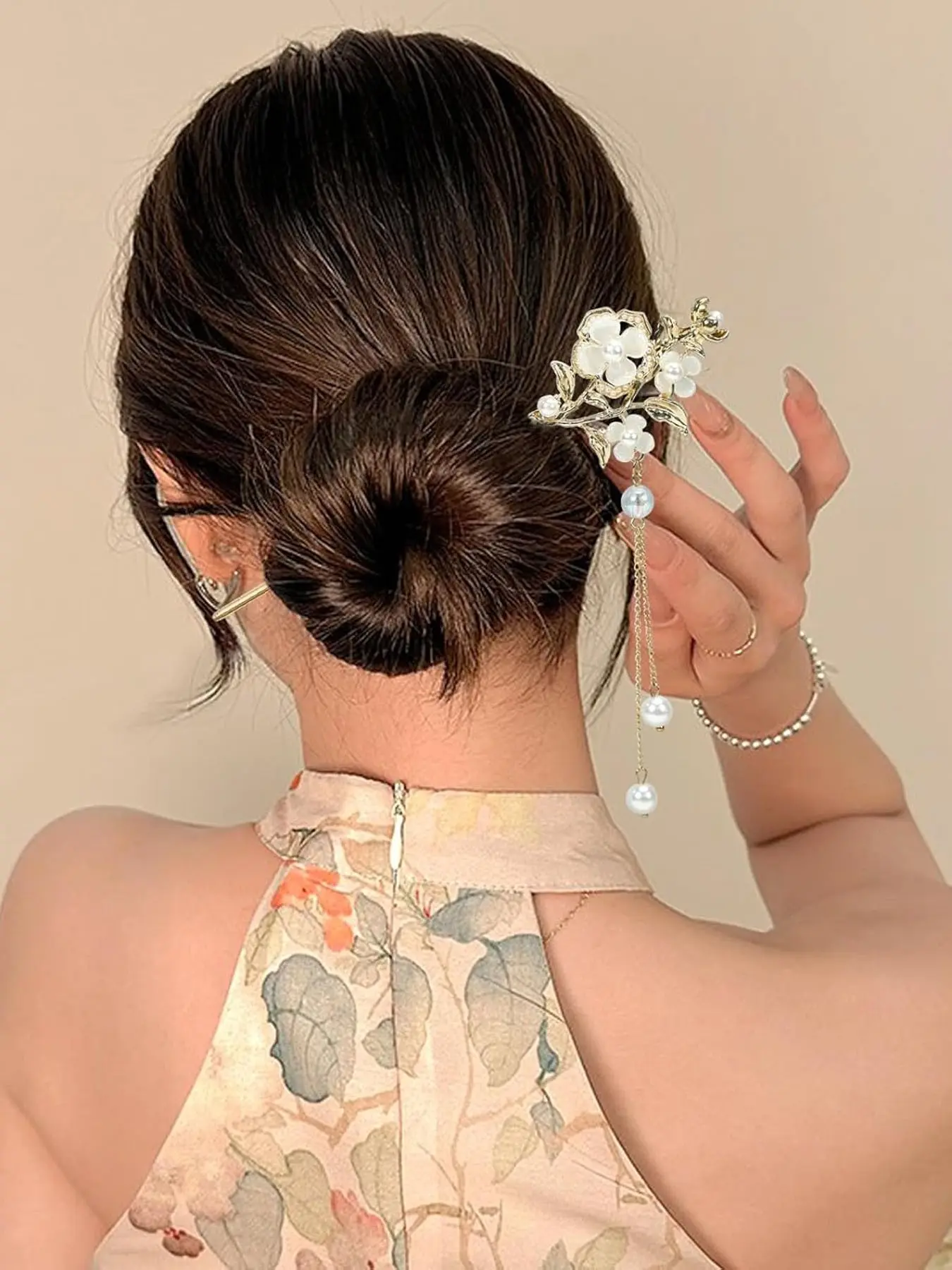 Vintage Handcrafted Hair Stick with Pearl Shell Flower 7.48 Inch 2packs Lily of the Valley Hair Sticks, Pearl Flower Vintage  main image 4