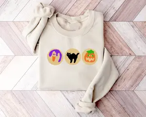 Halloween Sugar Cookie Sweatshirt, Cute Halloween Cookies Shirt, Spooky Season Cat Pumpkin Boo Ghost Crewneck, Halloween Cookies Sweater, Retro Fall, Cute Trick Or Treat Shirt, Ghost Shirt, Fall Halloween Gift Shirt