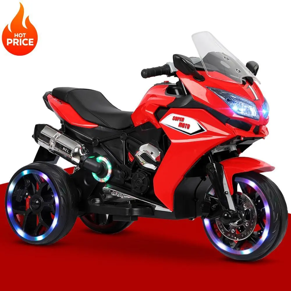 12V Electric Motorcycle (Red/Blue/Pink), 3 - Lighting Wheels, Rechargeable, for Kids, Great Bday/Xmas Gift