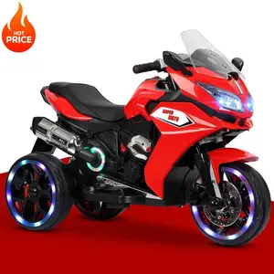 12V Electric Motorcycle (Red/Blue/Pink), 3 - Lighting Wheels, Rechargeable, for Kids, Great Bday/Xmas Gift