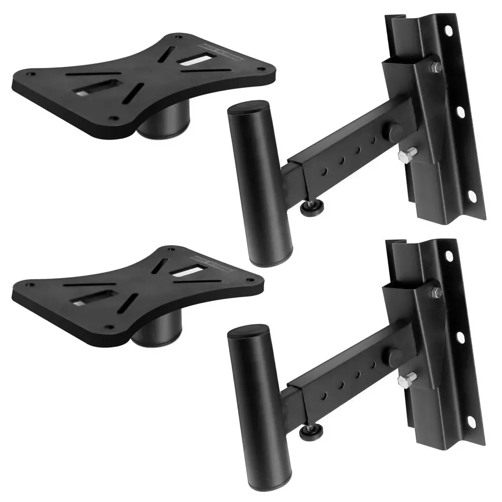 Wall Mount Speaker Brackets - Set of 2 | Heavy Duty Adjustable Speaker Mount Stand with 80lbs Capacity, Tilt & Swivel & Universal 1-3/8" Insert - For Home Theater, Studio & Office Audio Setup