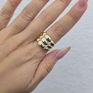 10K Yellow Gold Triple Wide Pavé Ring