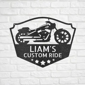 Motorcycle Sign - Personalized Metal Sign - Custom Chopper Plaque Monogram - Gift for Biker, Gift for Rider