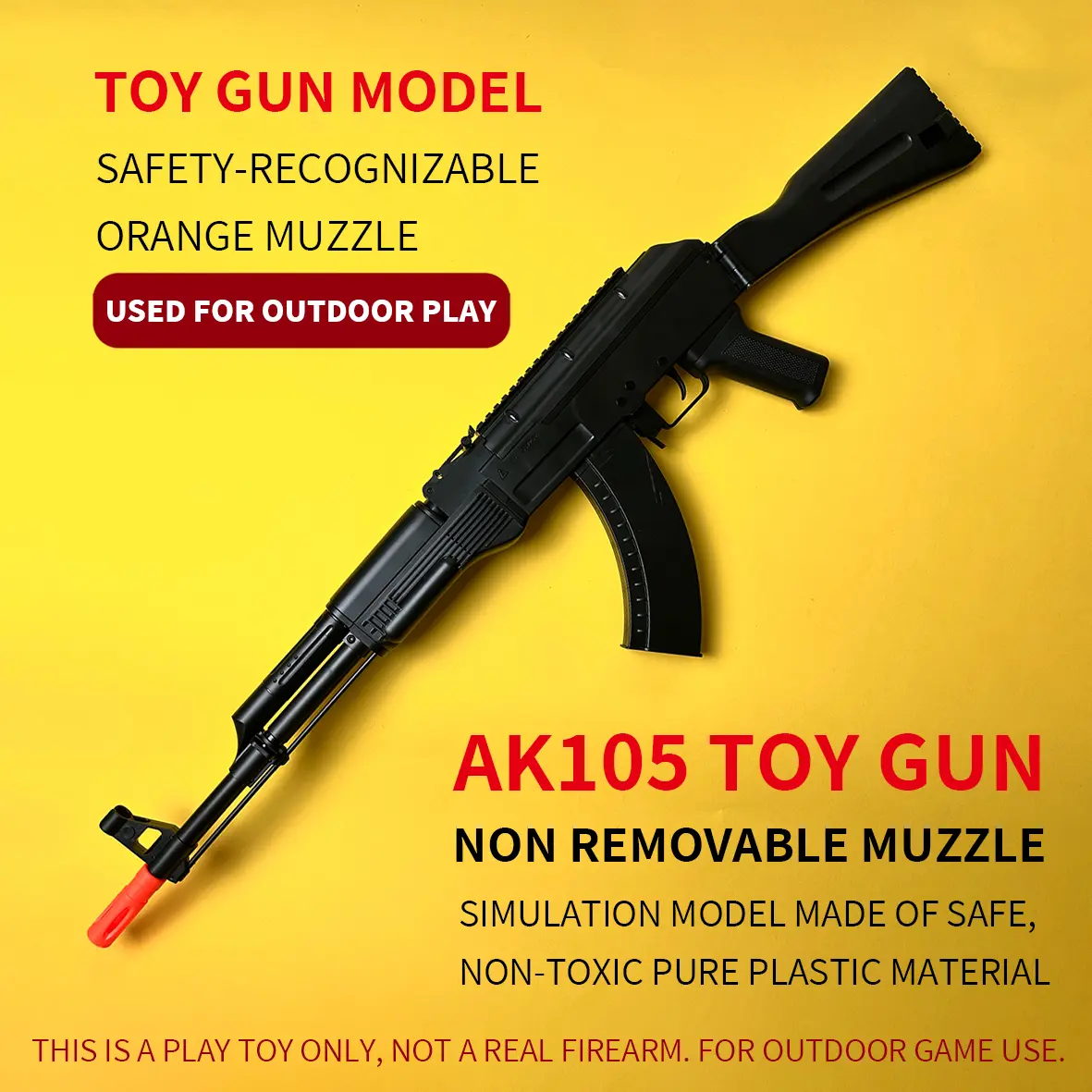 AK model toy gun, 95 cm  Gel Balls Blaster, electric toy, 7.4 V battery, made of nylon, with a distinctive orange muzzle; a toy gun for children’s outdoor play,Gel Balls Blasters，a great festive gift,does not include bullets