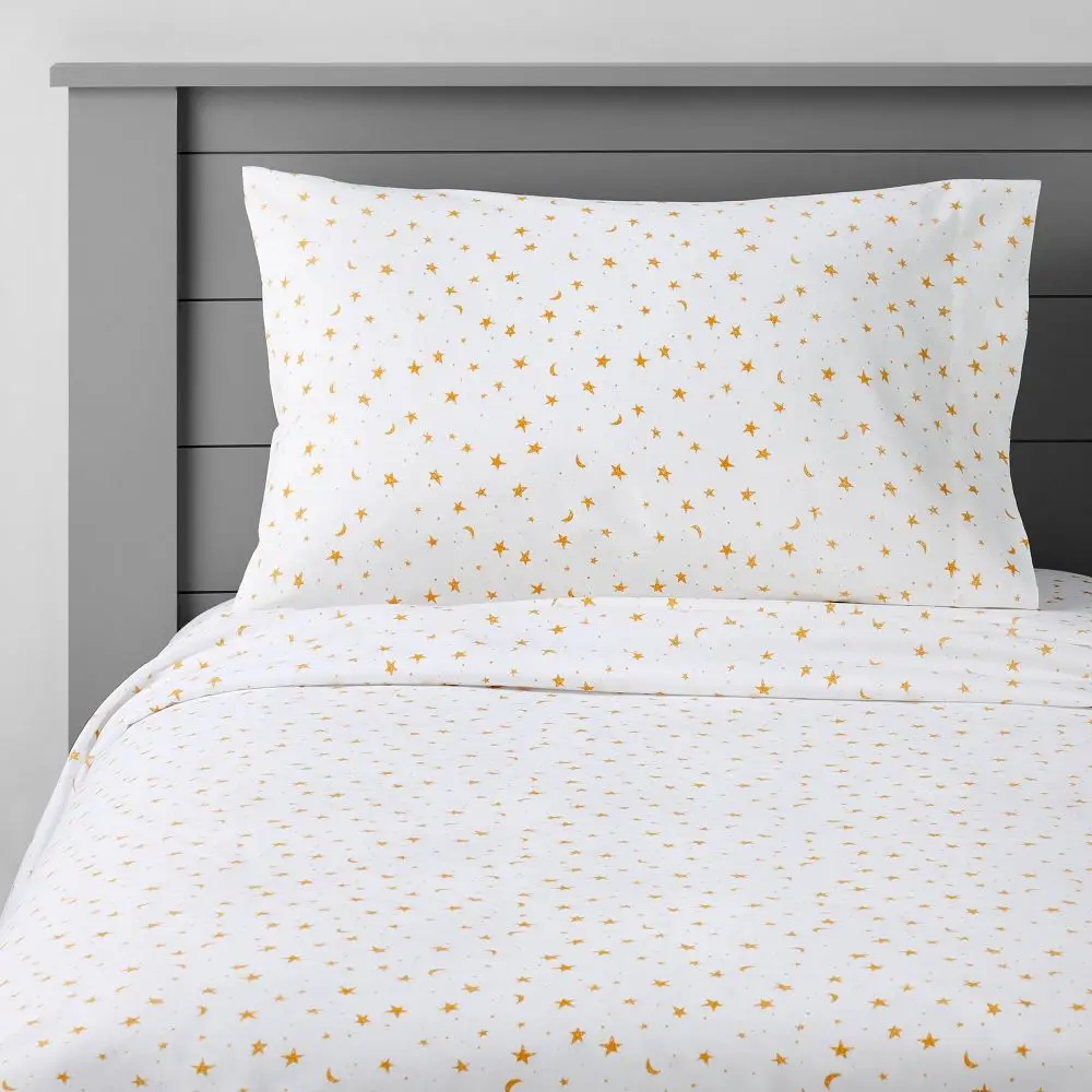 Full Stars Cotton Kids' Sheet Set Yellow/White - Pillowfort Full Stars Cotton Kids' Sheet Set Yellow/White - Pillowfort